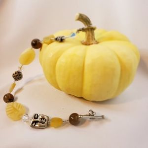 8" multibead autumn leaves drama mask bracelet